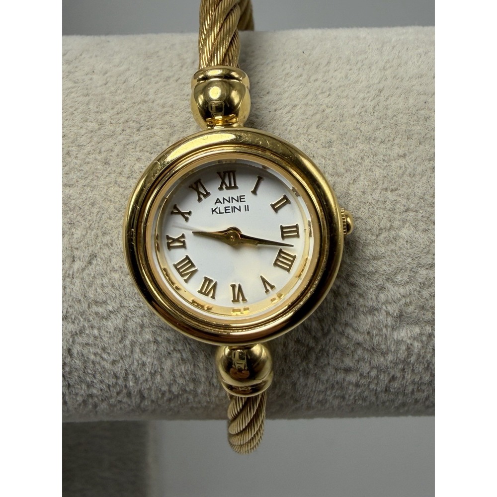 Anne Klein 10/1838-9 New Battery Ladies Cuff Bangle Watch 21MM 6" Gold Tone